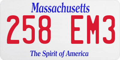 MA license plate 258EM3