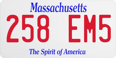 MA license plate 258EM5