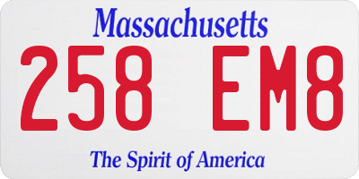 MA license plate 258EM8
