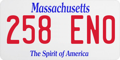 MA license plate 258EN0