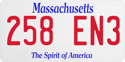 MA license plate 258EN3