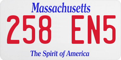 MA license plate 258EN5