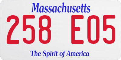 MA license plate 258EO5