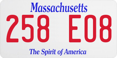 MA license plate 258EO8