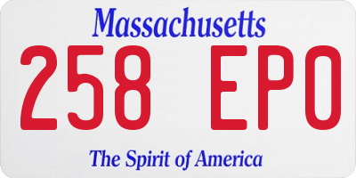 MA license plate 258EP0