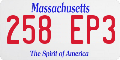 MA license plate 258EP3