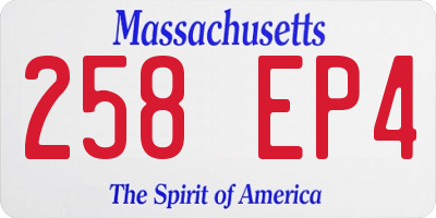 MA license plate 258EP4