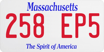 MA license plate 258EP5