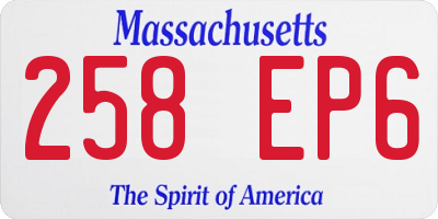 MA license plate 258EP6