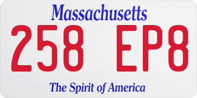 MA license plate 258EP8