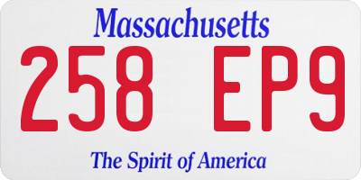 MA license plate 258EP9