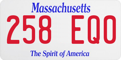 MA license plate 258EQ0
