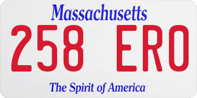 MA license plate 258ER0