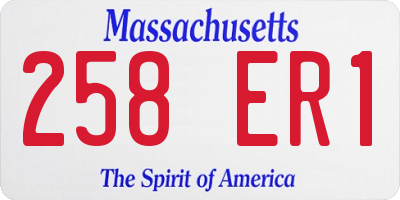 MA license plate 258ER1