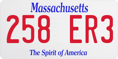 MA license plate 258ER3
