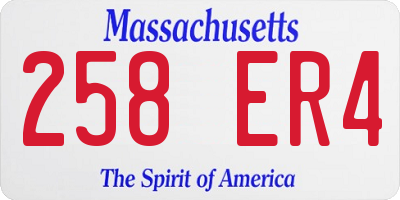 MA license plate 258ER4