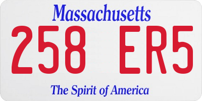 MA license plate 258ER5