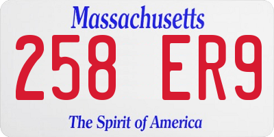 MA license plate 258ER9