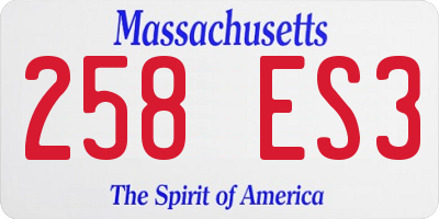 MA license plate 258ES3