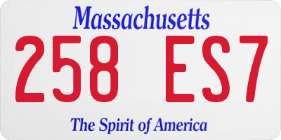 MA license plate 258ES7