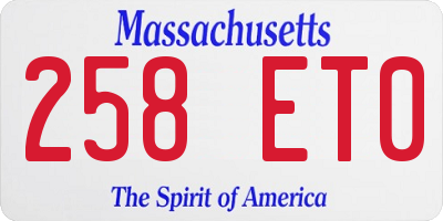 MA license plate 258ET0