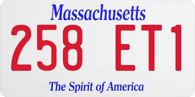 MA license plate 258ET1