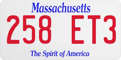 MA license plate 258ET3