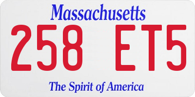 MA license plate 258ET5