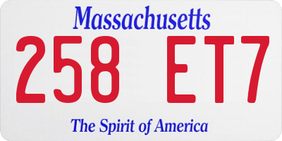 MA license plate 258ET7