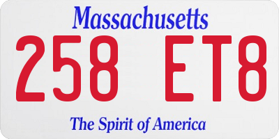 MA license plate 258ET8