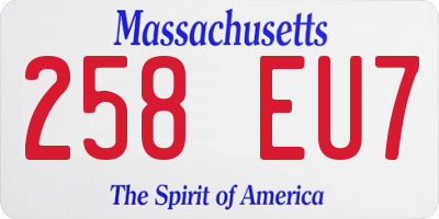 MA license plate 258EU7