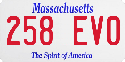 MA license plate 258EV0