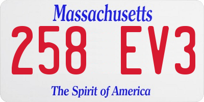 MA license plate 258EV3