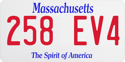 MA license plate 258EV4