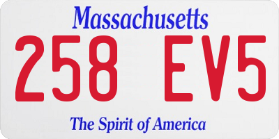 MA license plate 258EV5