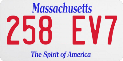 MA license plate 258EV7