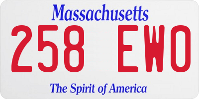 MA license plate 258EW0