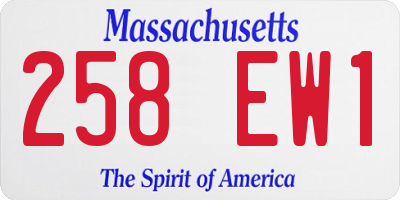MA license plate 258EW1