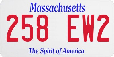 MA license plate 258EW2