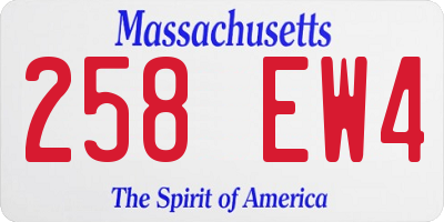 MA license plate 258EW4