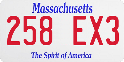 MA license plate 258EX3