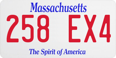 MA license plate 258EX4