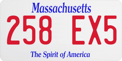 MA license plate 258EX5