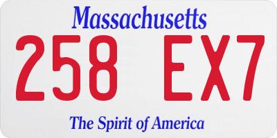 MA license plate 258EX7