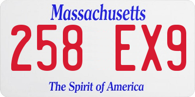 MA license plate 258EX9