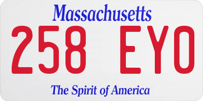 MA license plate 258EY0