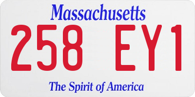 MA license plate 258EY1