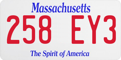 MA license plate 258EY3