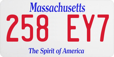 MA license plate 258EY7