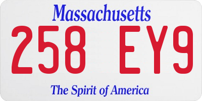 MA license plate 258EY9